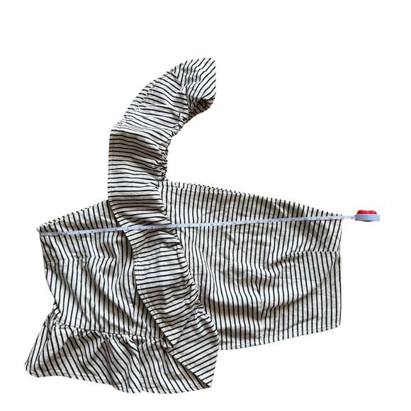 Future Collective Striped One Shoulder Denim Cropped Top Black White Sz XL - Picture 4 of 10